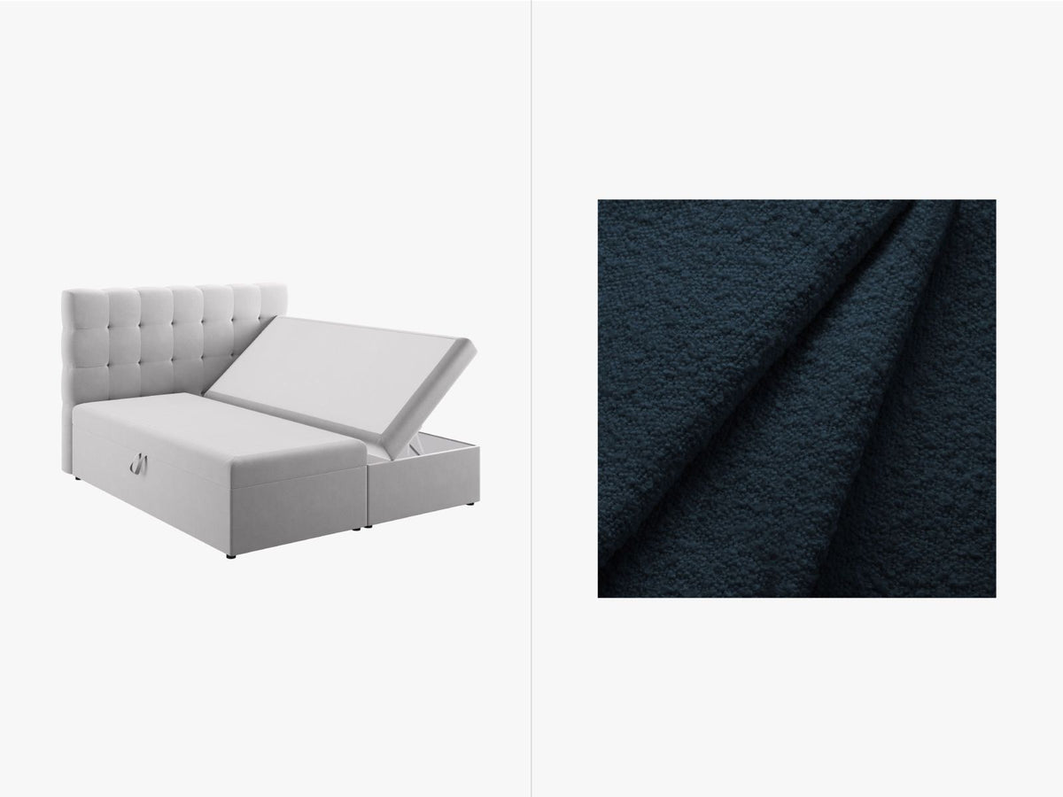 Letto Boxspring con Testata, Materasso e Topper Mamaia - Blu Scuro 160x200