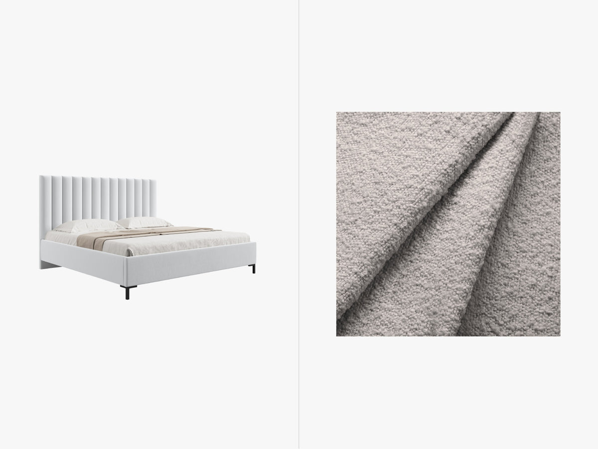 Letto Contenitore con Testata Allison - Grigio Chiaro 160x200