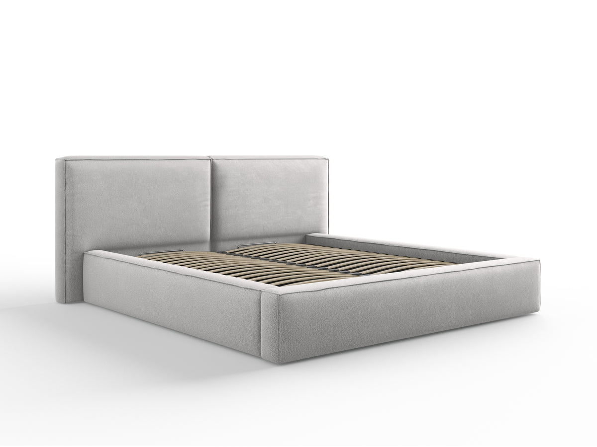 Letto Contenitore con Testata Doppia Jodie - Grigio Chiaro 180x200