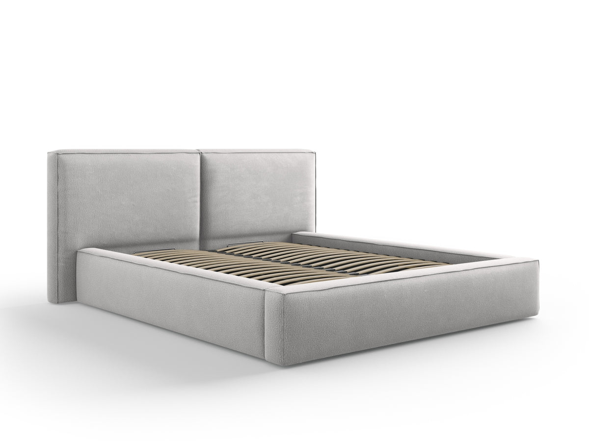 Letto Contenitore con Testata Doppia Jodie - Grigio Chiaro 160x200
