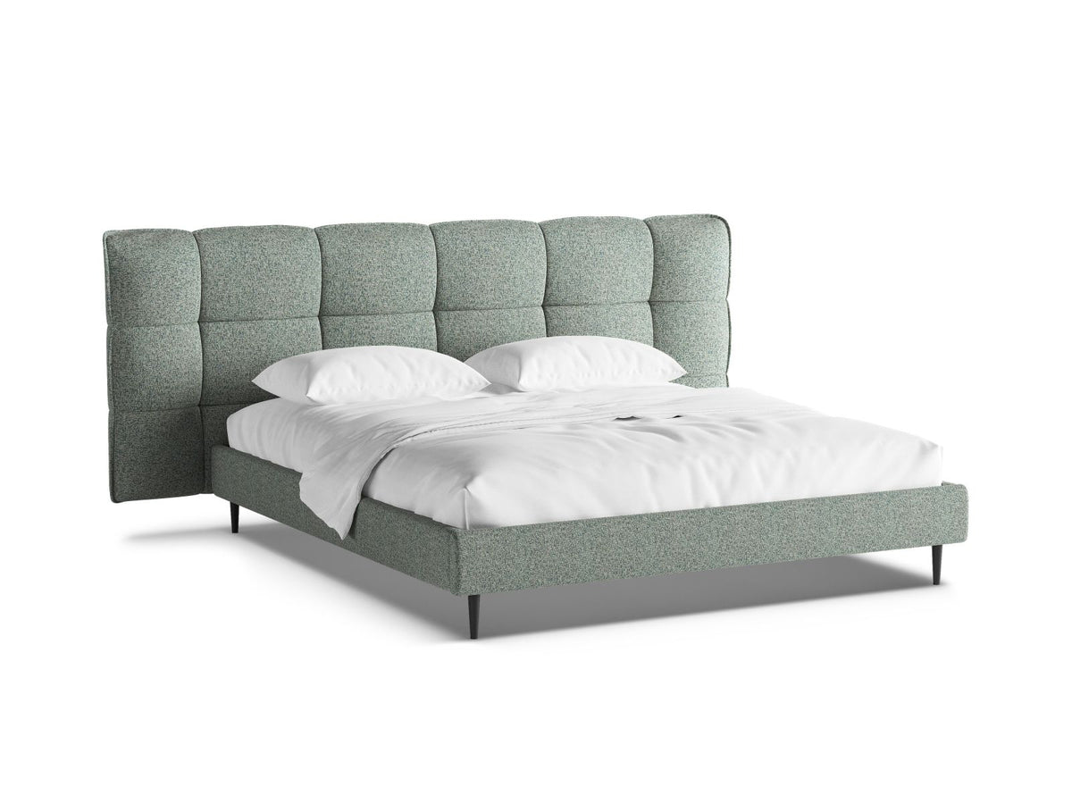 Letto con Contenitore e Testata, "Eric", 220x230x114 - Verde Muschio Melange