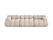 Divano Modulare in Velluto, "Bellis", 3 Posti, 282x94x70 - Beige Chiaro