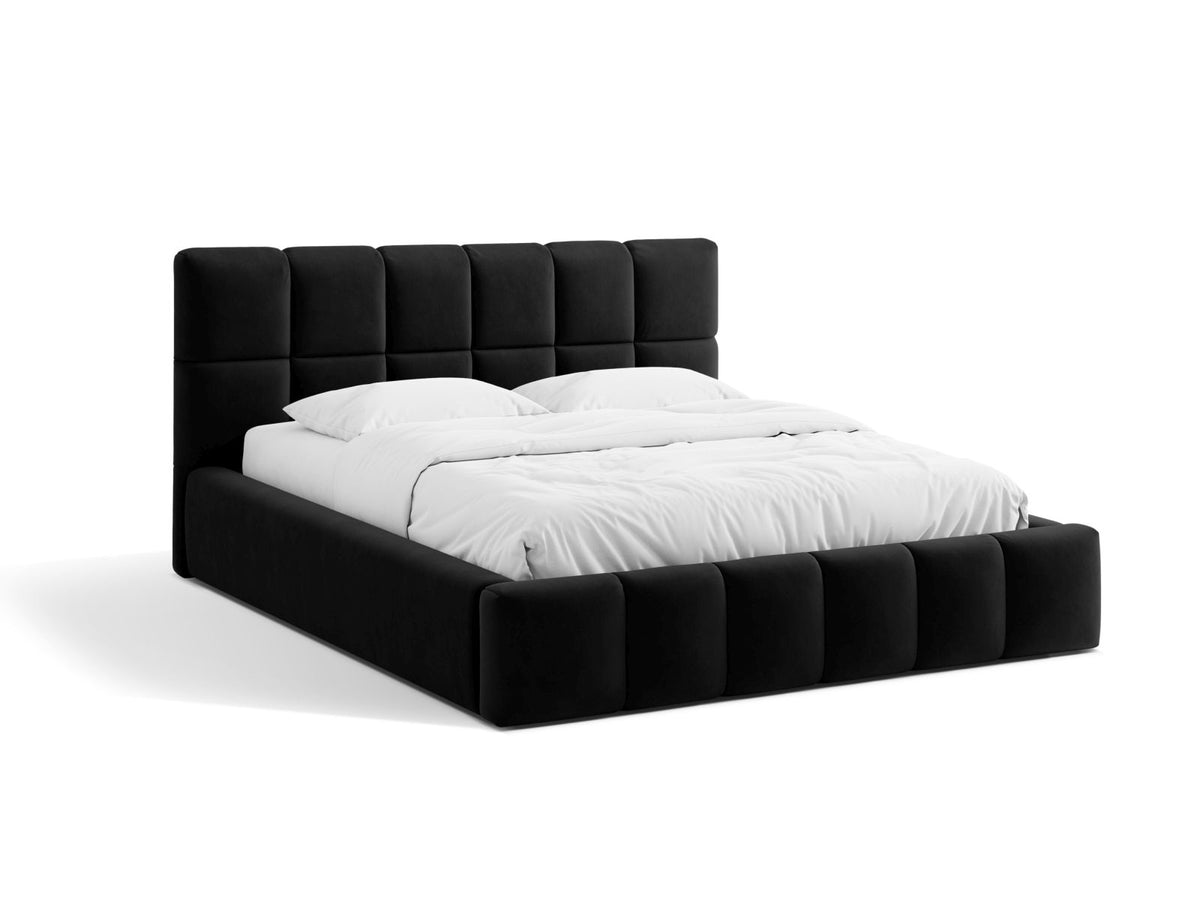 Letto Contenitore con Testata Bellis - Nero 180x200