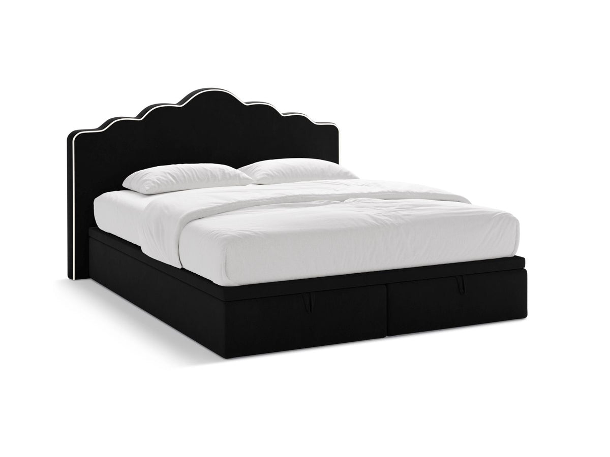 Letto Boxspring con Testata, Materasso e Topper Dream - Avorio, Nero 160x200