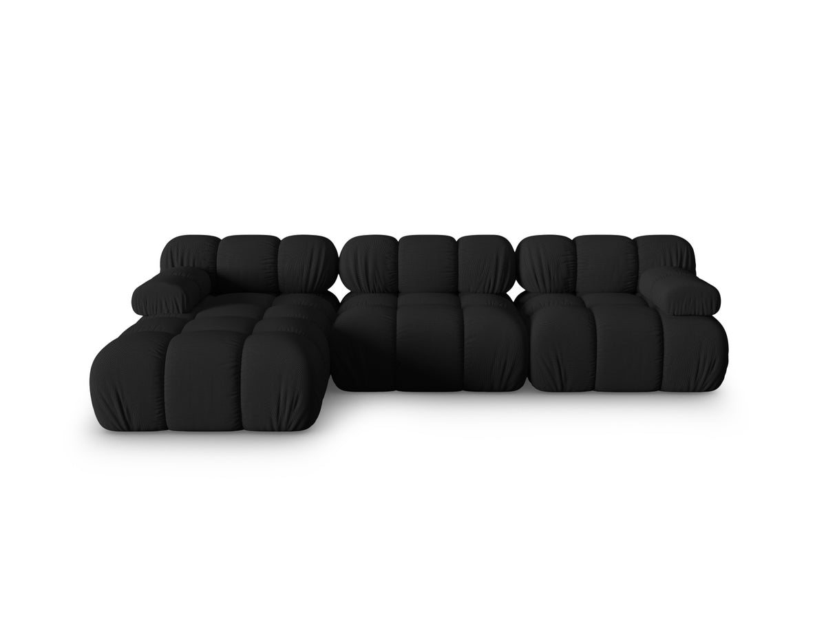 Divano Angolare Modulare Sinistro, "Bellis", 4 Posti, 282x155x70 - Nero