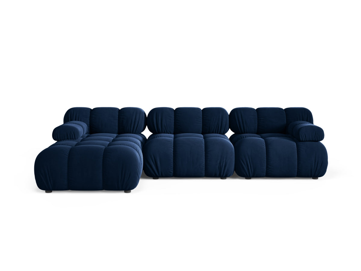 Divano Angolare Modulare Sinistro in Velluto, "Bellis", 4 Posti, 282x155x70 - Blu Royal