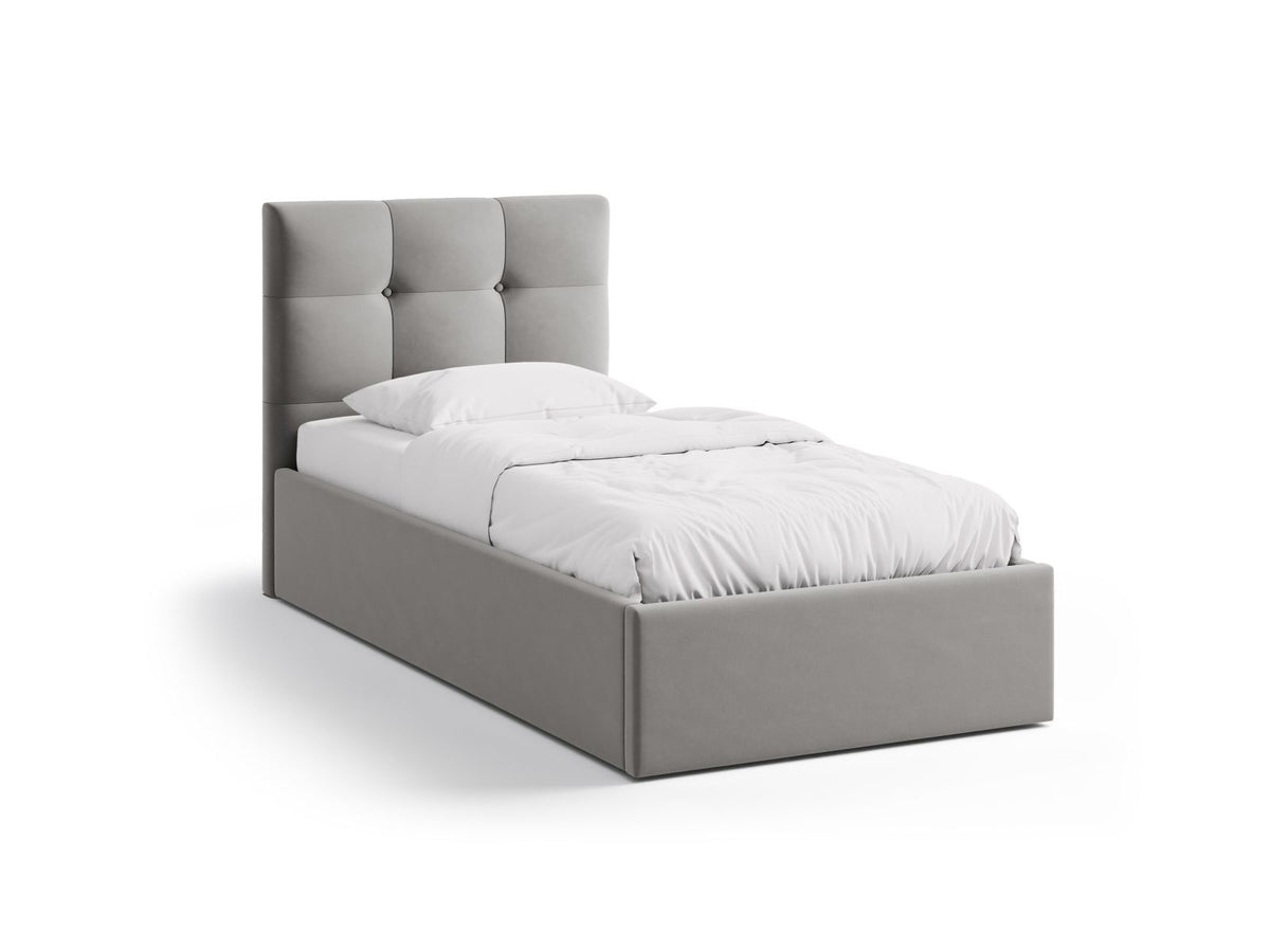 Letto con Contenitore e Testata in Velluto, "Phaedra", 212x100x95 - Grigio Scuro