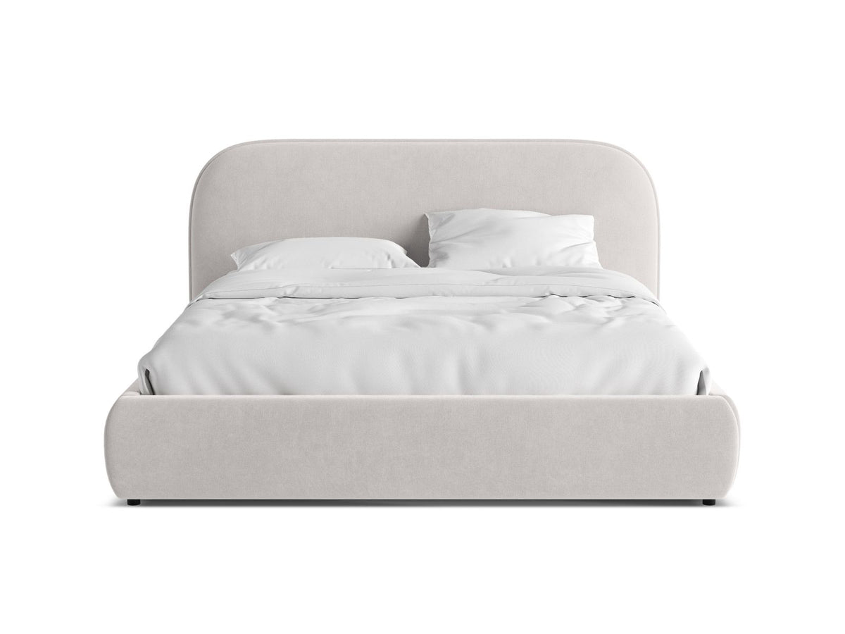 Letto con Contenitore e Testata in Velluto, "Murada", 226x233x100 - Grigio Chiaro