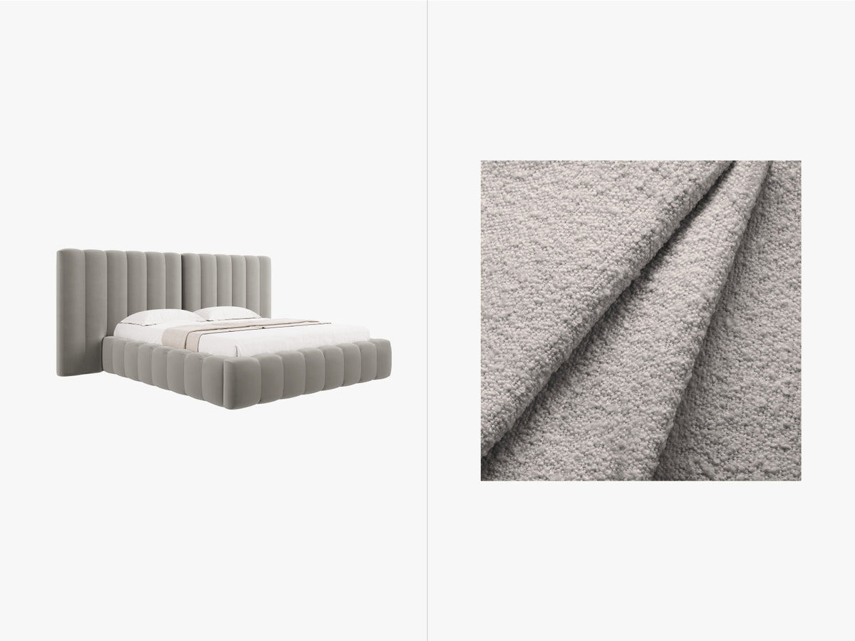 Letto Contenitore con Testata Doppia Kelp - Grigio Chiaro 200x200