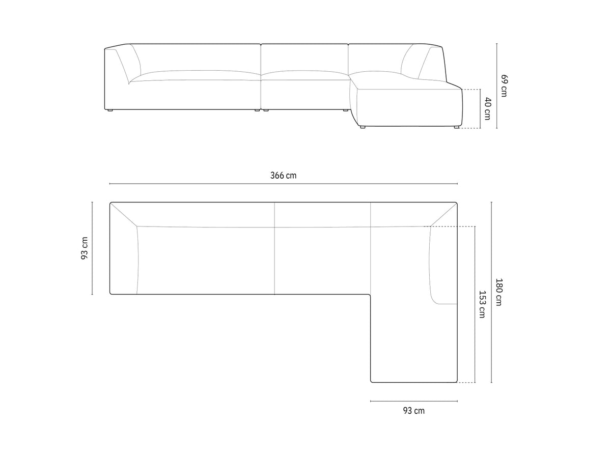 Divano Angolare Componibile Ruby, 5 Posti, 180x366x69