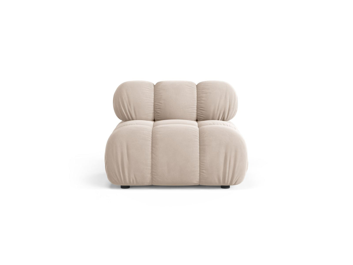 Modulo senza Braccioli in Velluto, "Bellis", 1 Posto, 94x94x70 - Beige Chiaro