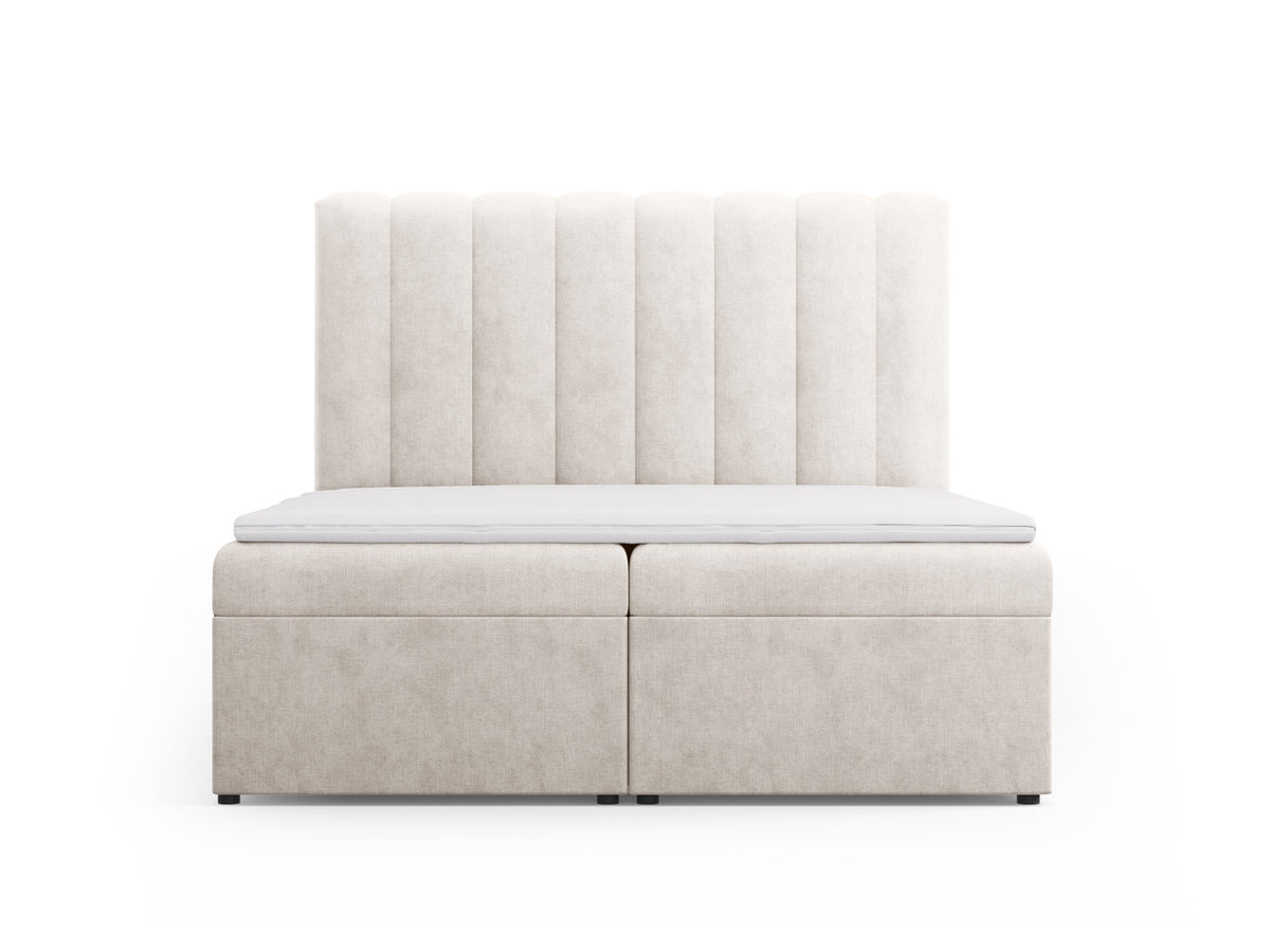 Letto Boxspring con Testata, Materasso e Topper Kelp - Grigio Beige Mélange 160x200