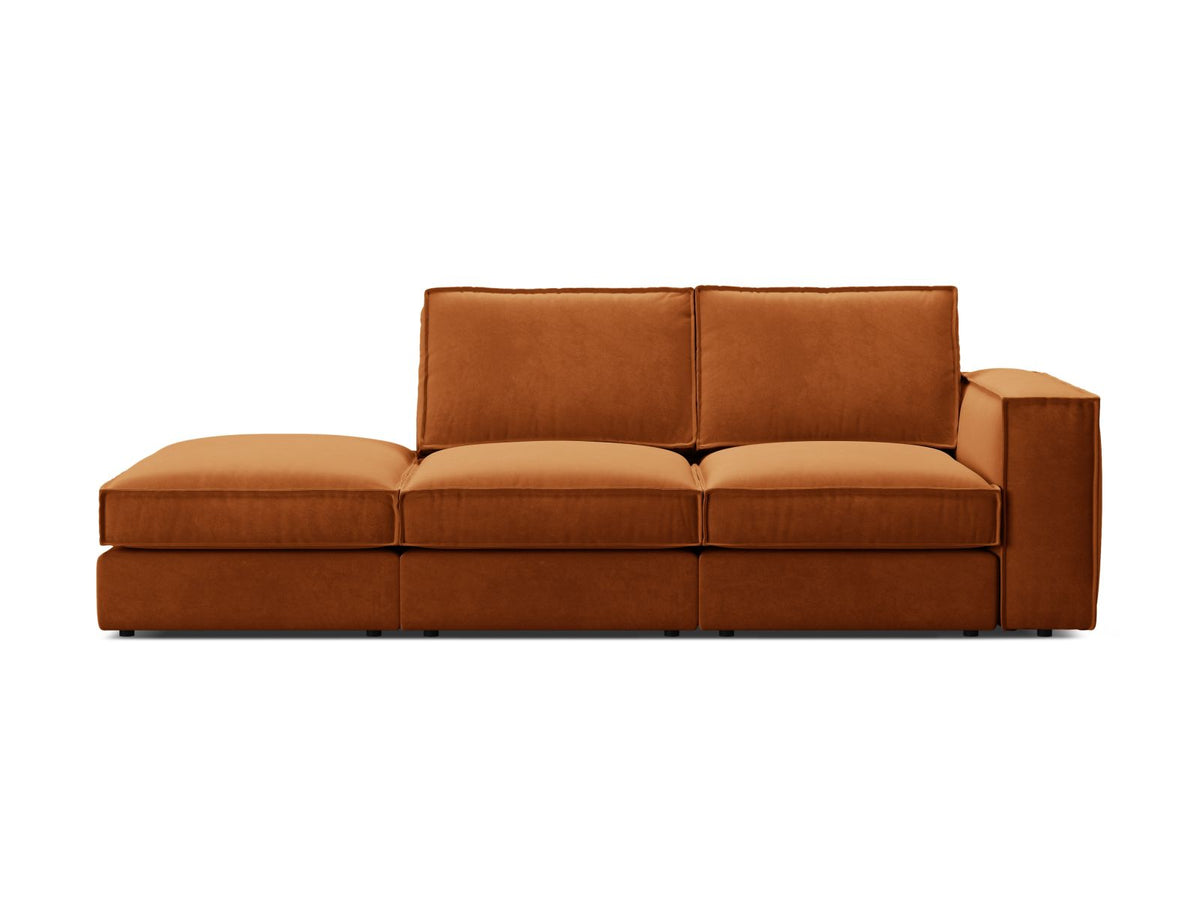 Divano Modulare Aperto Sinistro in Velluto, "Pola", 3 Posti, 259x103x88 - Terracotta