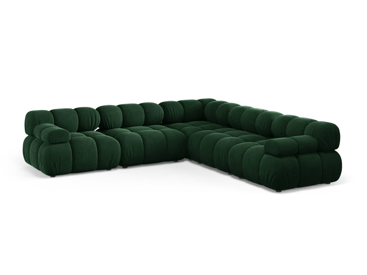 Divano Angolare Simmetrico in Velluto, "Bellis", 5 Posti, 282x282x70 - Verde Bottiglia