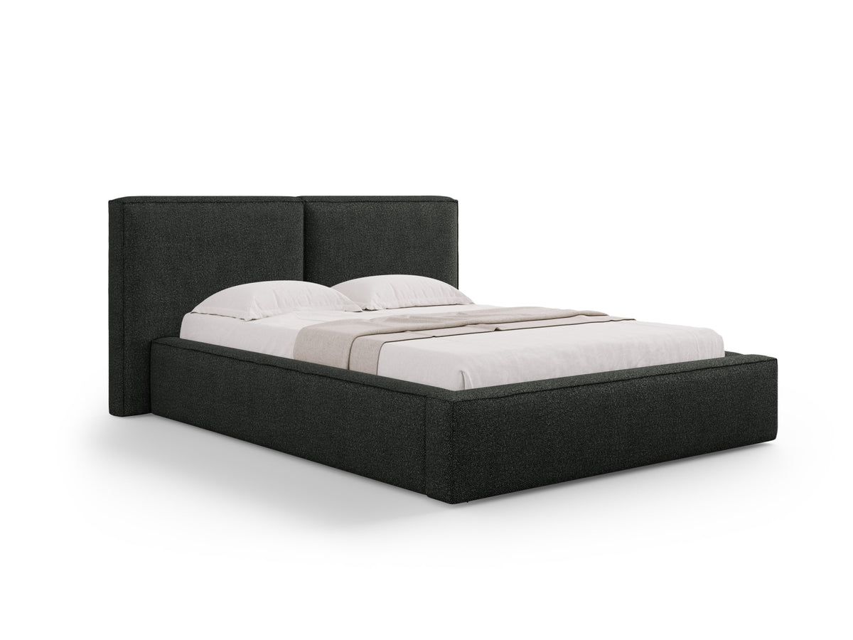 Letto Contenitore con Testata Doppia Jodie - Nero 200x200