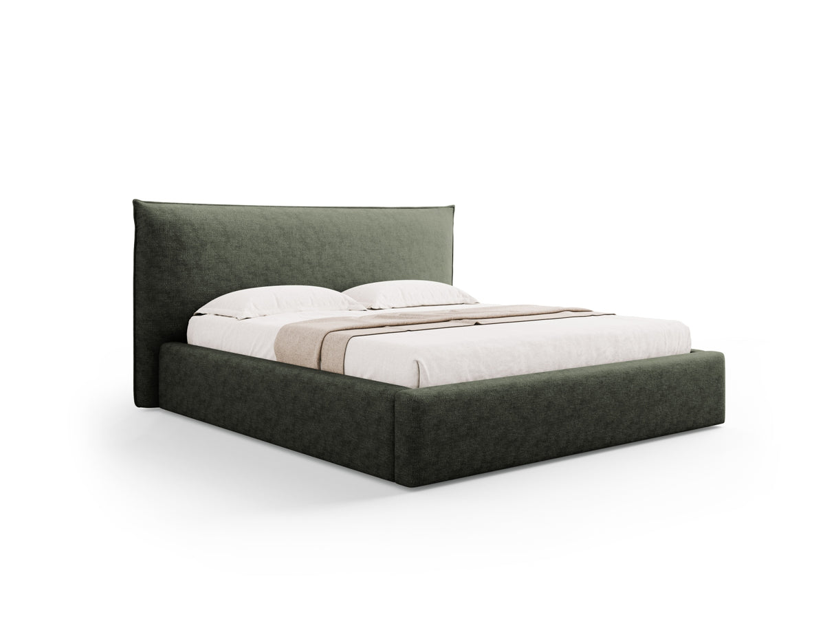 Letto con Contenitore e Testata, "Kaelle", 223x200x111 - Verde