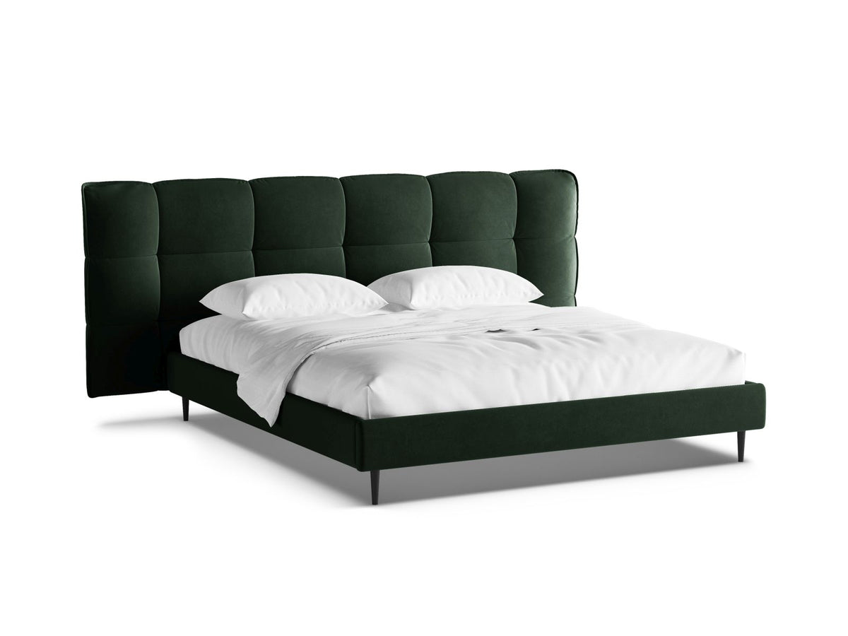 Letto con Contenitore e Testata in Velluto, "Eric", 220x230x114 - Verde Bottiglia