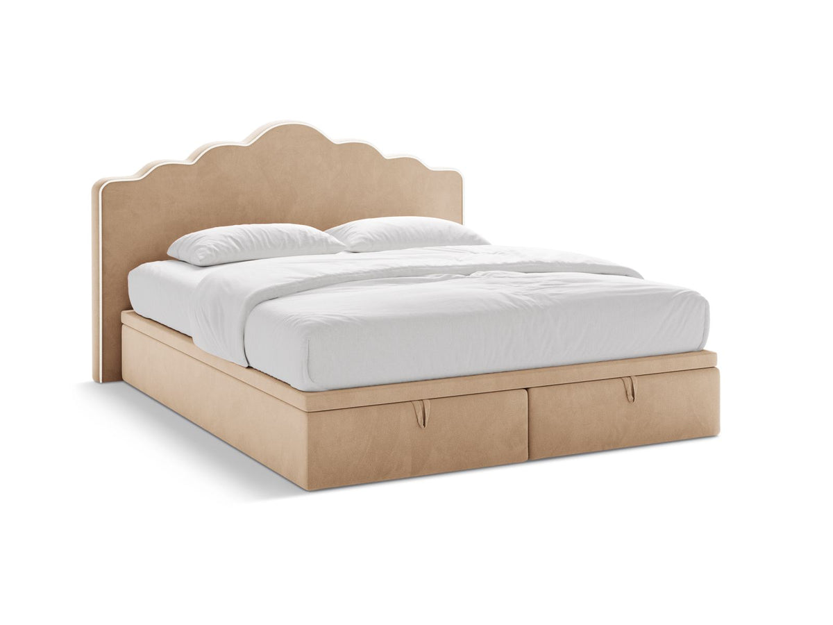 Letto Boxspring con Testata, Materasso e Topper Dream - Avorio, Beige Mandorla 160x200