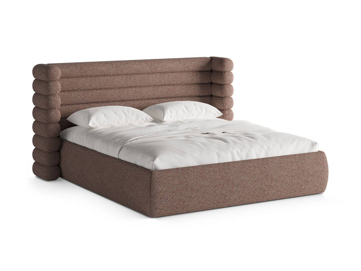 Letto con Contenitore e Testata, "Mount", 228x196x120 - Rosa Melange