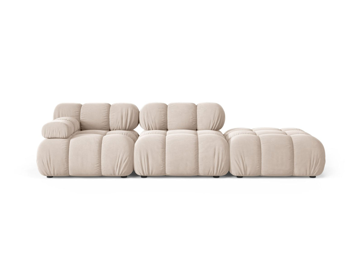 Divano Modulare Destro in Velluto, "Bellis", 4 Posti, 282x94x70 - Beige Chiaro