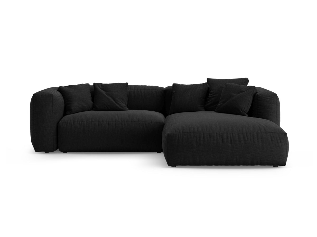Divano Angolare Destro con Funzione Letto, "Martina", 4 Posti, 280x170x75 - Nero