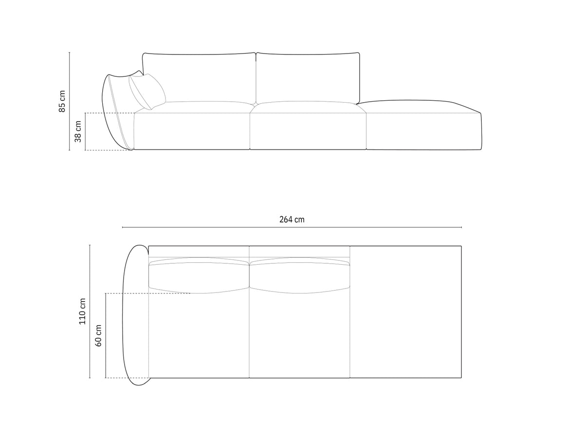 Divano Kaelle, 4 Posti, 110x264x85