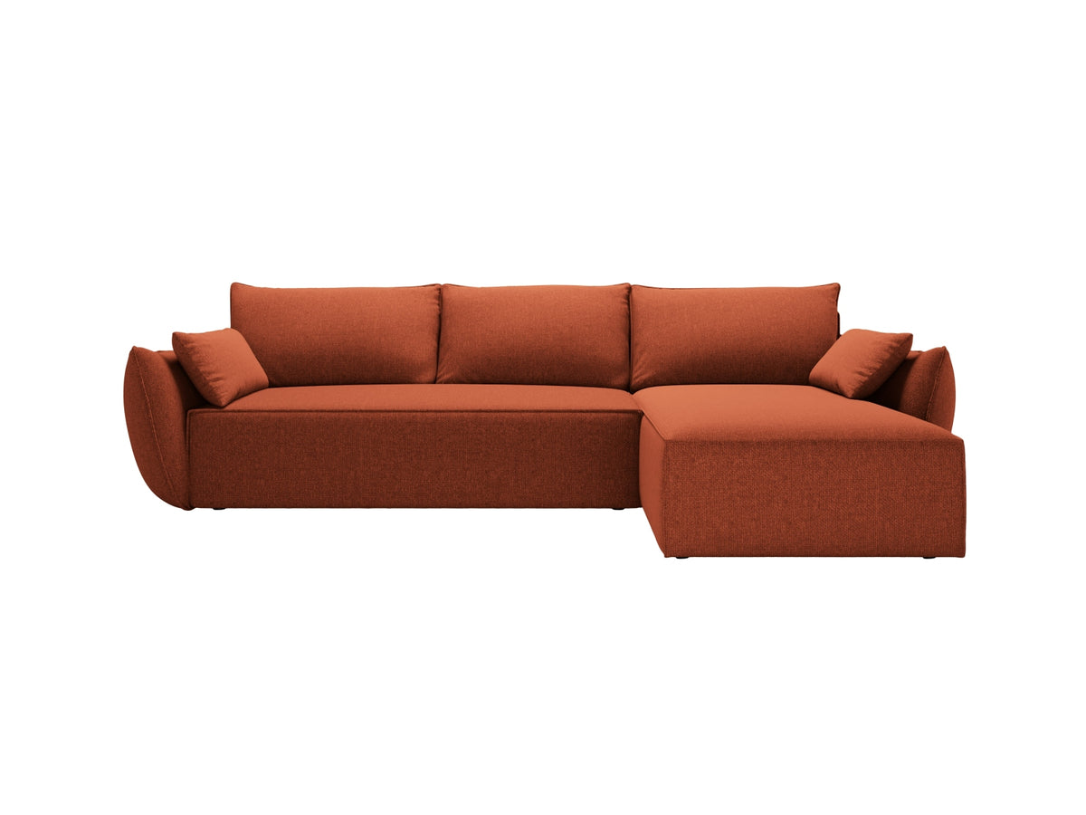 Divano Angolare Destro Letto con Contenitore, "Kaelle", 4 Posti, 252x165x87 - Terracotta