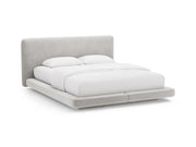 Letto con Testata in Velluto, "Linea", 225x204x98 - Grigio Chiaro