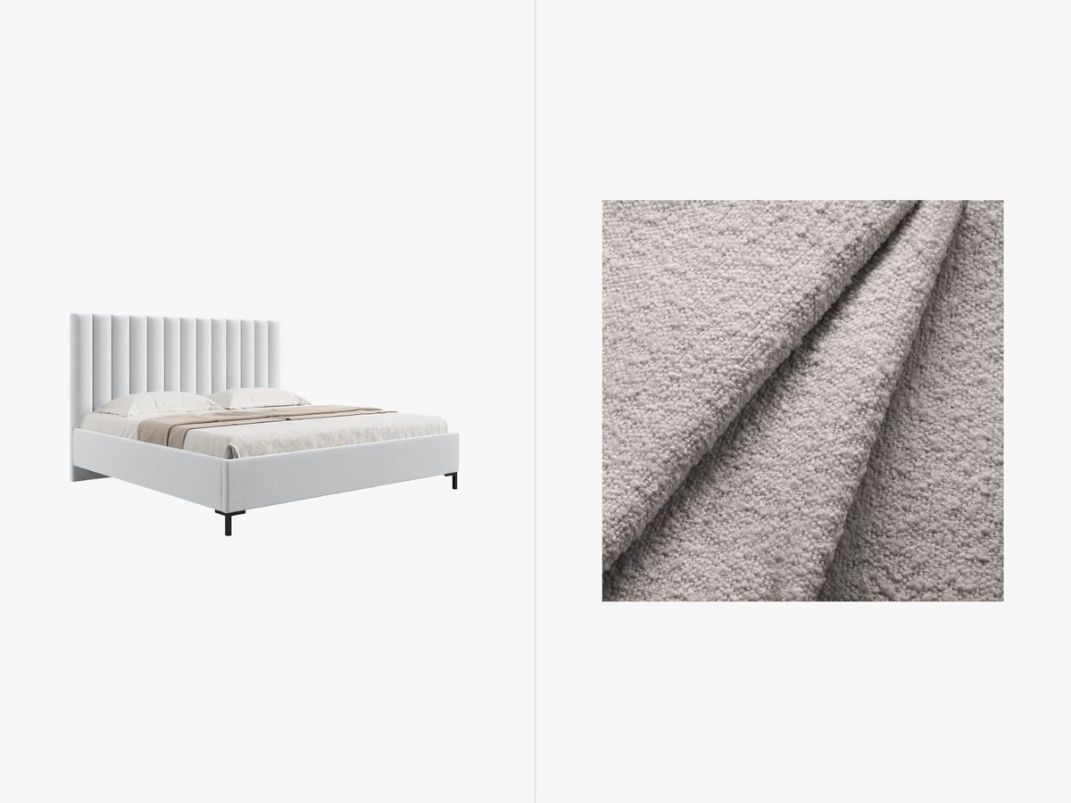 Letto Contenitore con Testata Allison - Grigio Chiaro 180x200