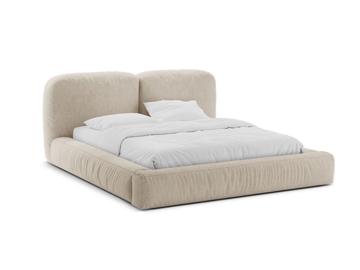 Letto con Contenitore e Testata, "Martina", 246x246x101 - Beige Chiaro