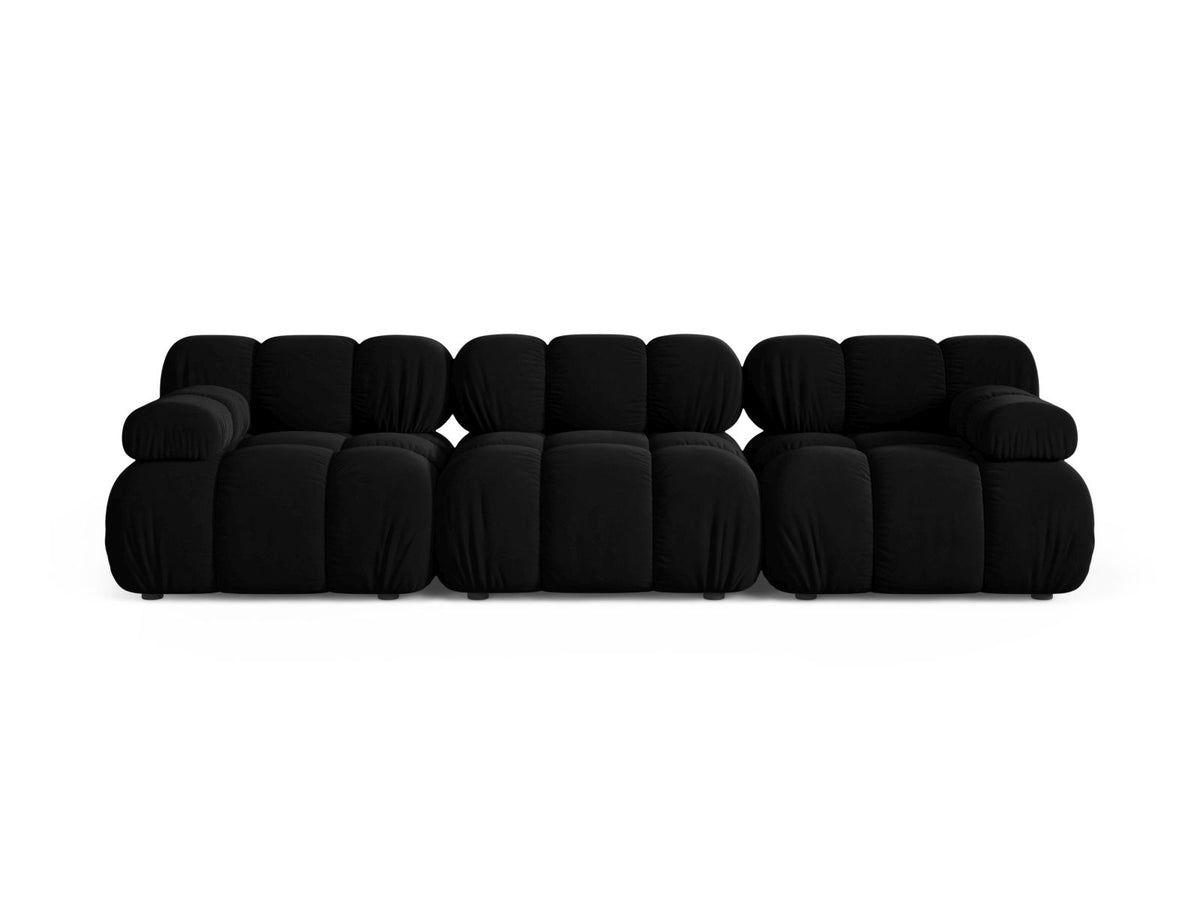 Divano Modulare in Velluto, "Bellis", 3 Posti, 282x94x70 - Nero