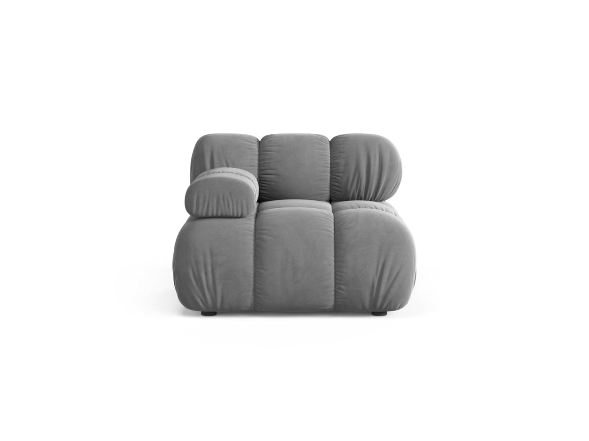 Modulo Sinistro in Velluto, "Bellis", 1 Posto, 94x94x70 - Grigio Chiaro