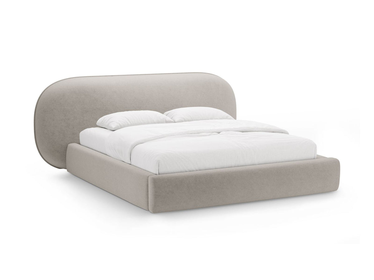 Letto con Contenitore e Testata, "Ovalo", 234x270x96 - Beige