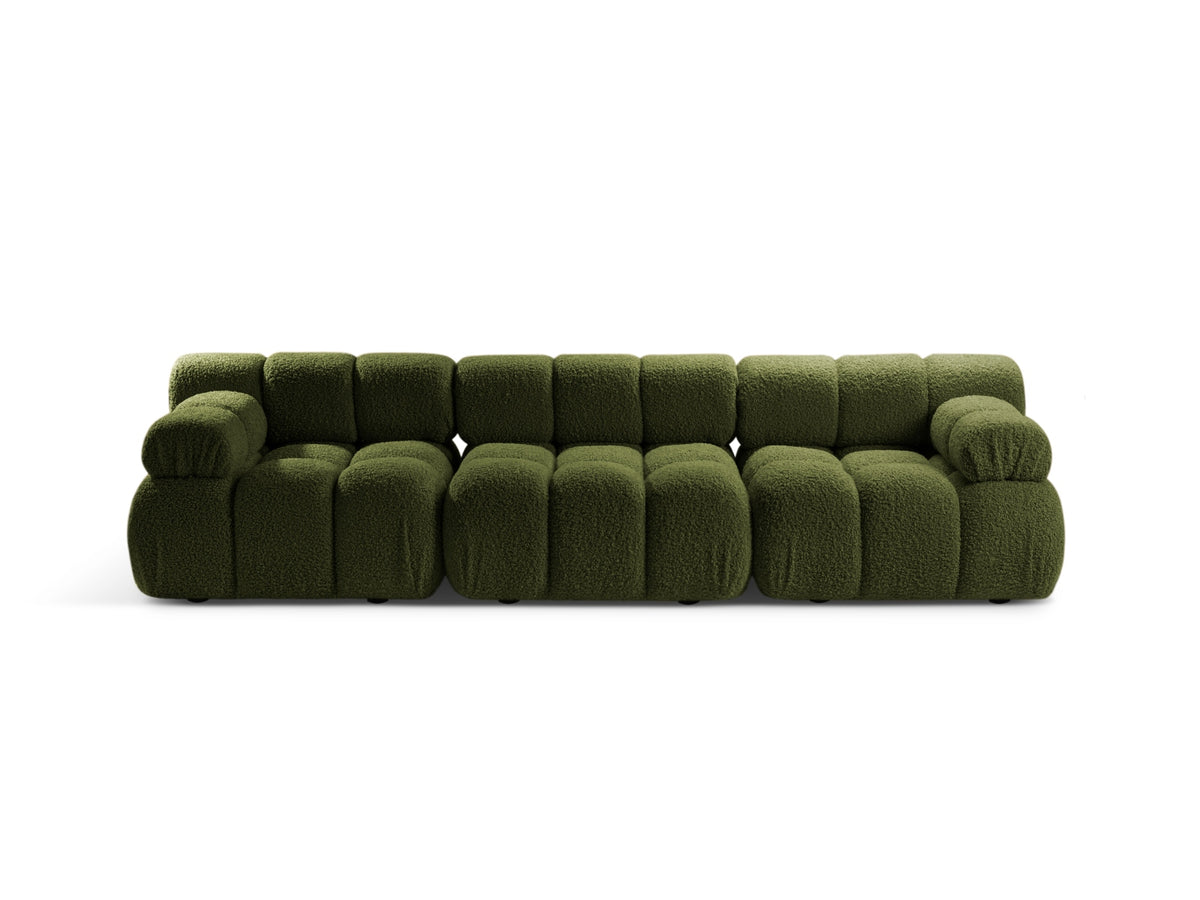 Divano Modulare in Bouclé, "Bellis", 3 Posti, 282x94x70 - Verde