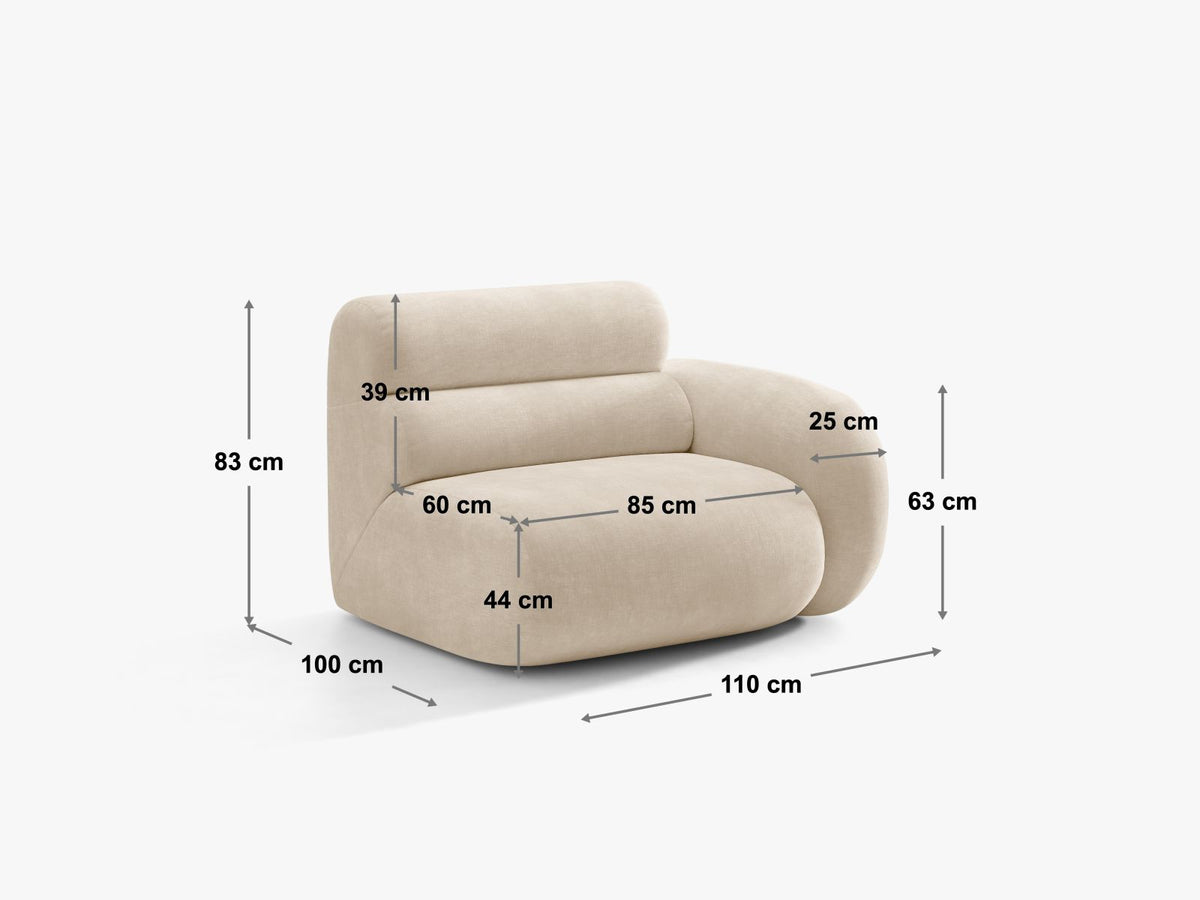 Modulo con Bracciolo Neo, 1 Posto, 100x110x83