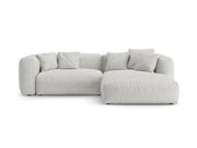 Divano Angolare Destro Letto con Contenitore in Bouclé, "Martina", 4 Posti, 280x170x75 - Grigio Beige Melange