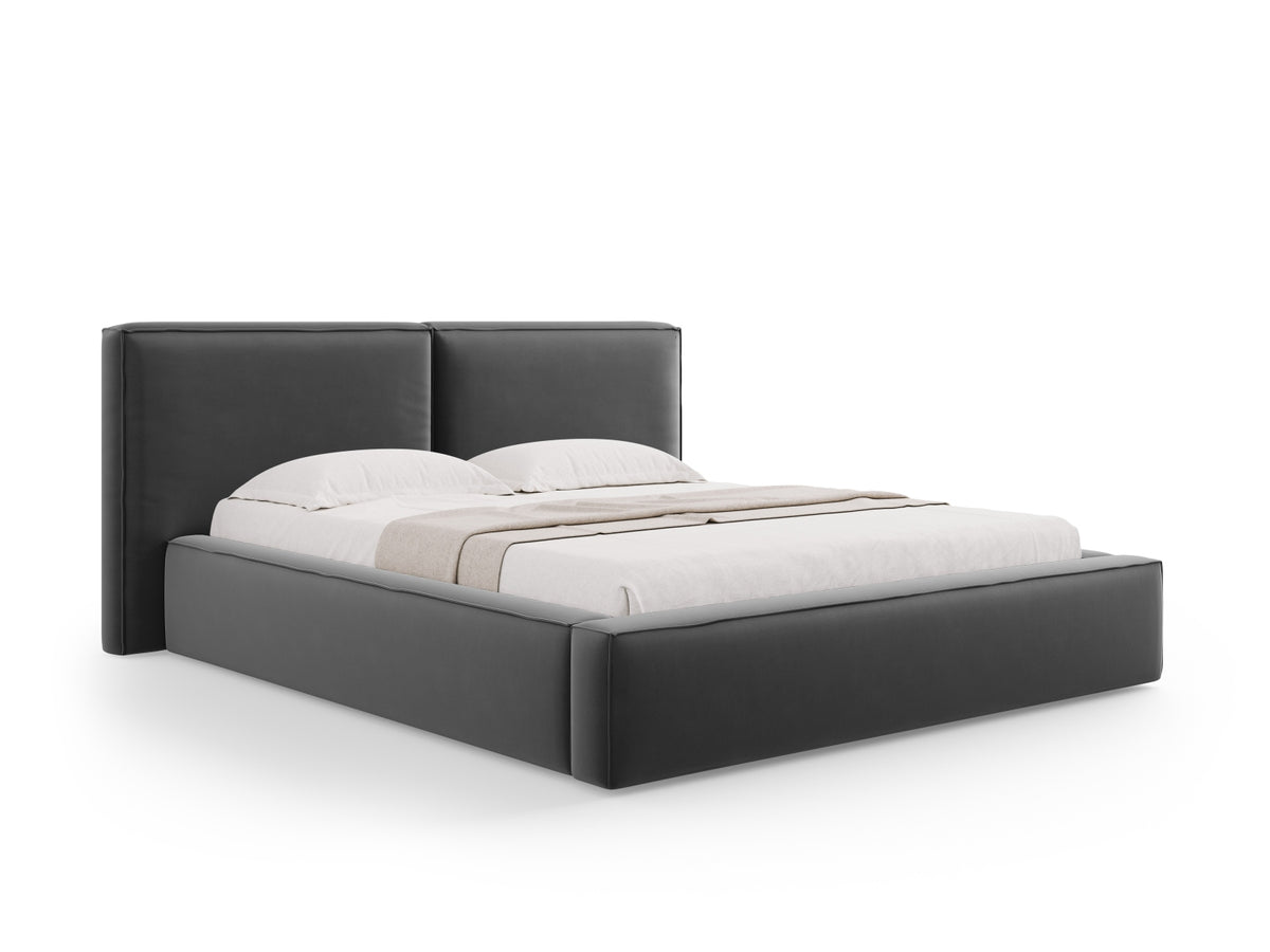 Letto Contenitore con Testata Doppia Jodie - Grigio 160x200