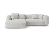 Divano Angolare Sinistro Letto con Contenitore in Bouclé, "Martina", 4 Posti, 280x170x75 - Grigio Beige Melange