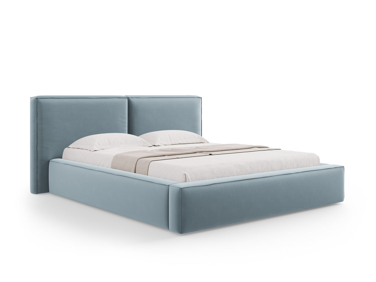 Letto Contenitore con Testata Doppia Jodie - Blu Chiaro 160x200
