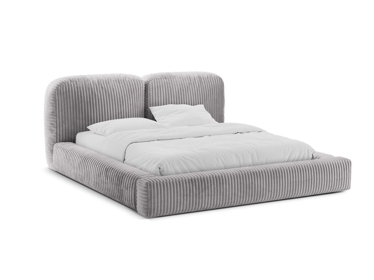 Letto con Contenitore e Testata, "Martina", 246x206x101 - Grigio Chiaro