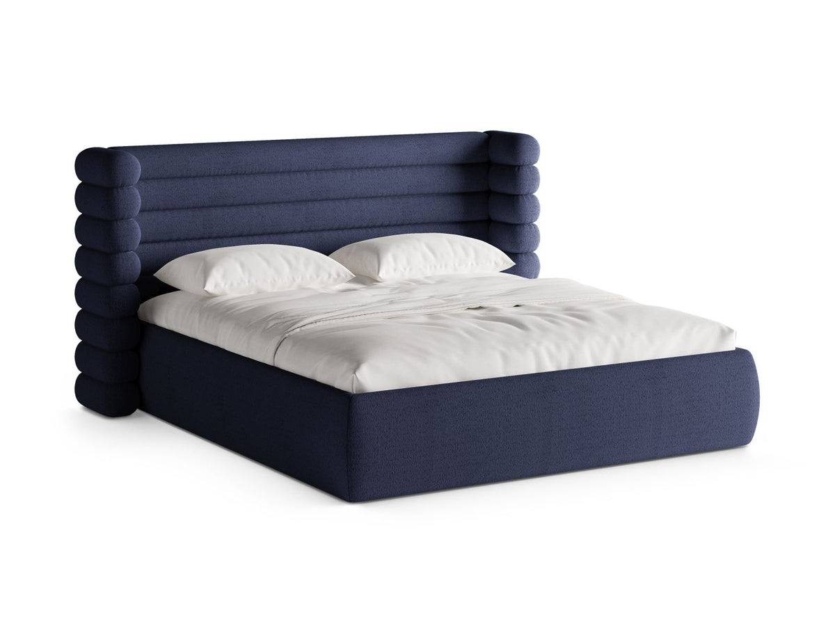 Letto con Contenitore e Testata, "Mount", 228x256x120 - Blu Navy
