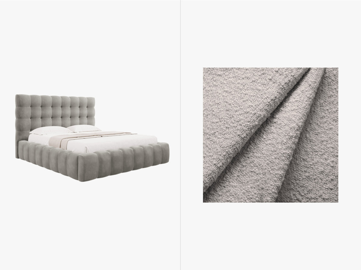 Letto Contenitore con Testata Mamaia - Grigio Chiaro 160x200