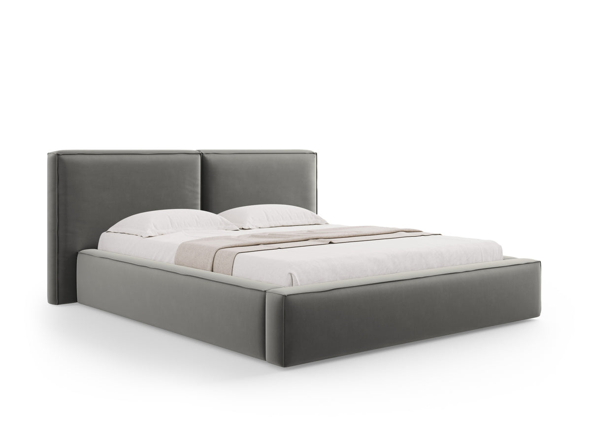 Letto Contenitore con Testata Doppia Jodie - Grigio Chiaro 160x200