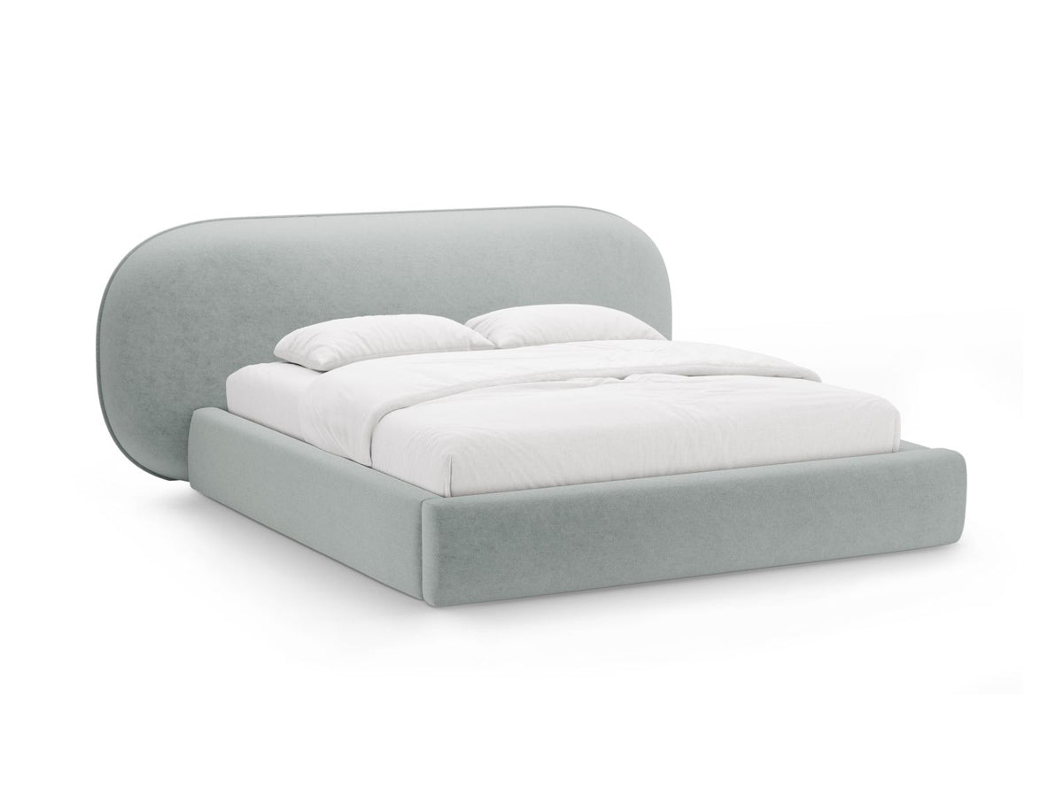 Letto con Contenitore e Testata, "Ovalo", 234x290x96 - Blu Chiaro