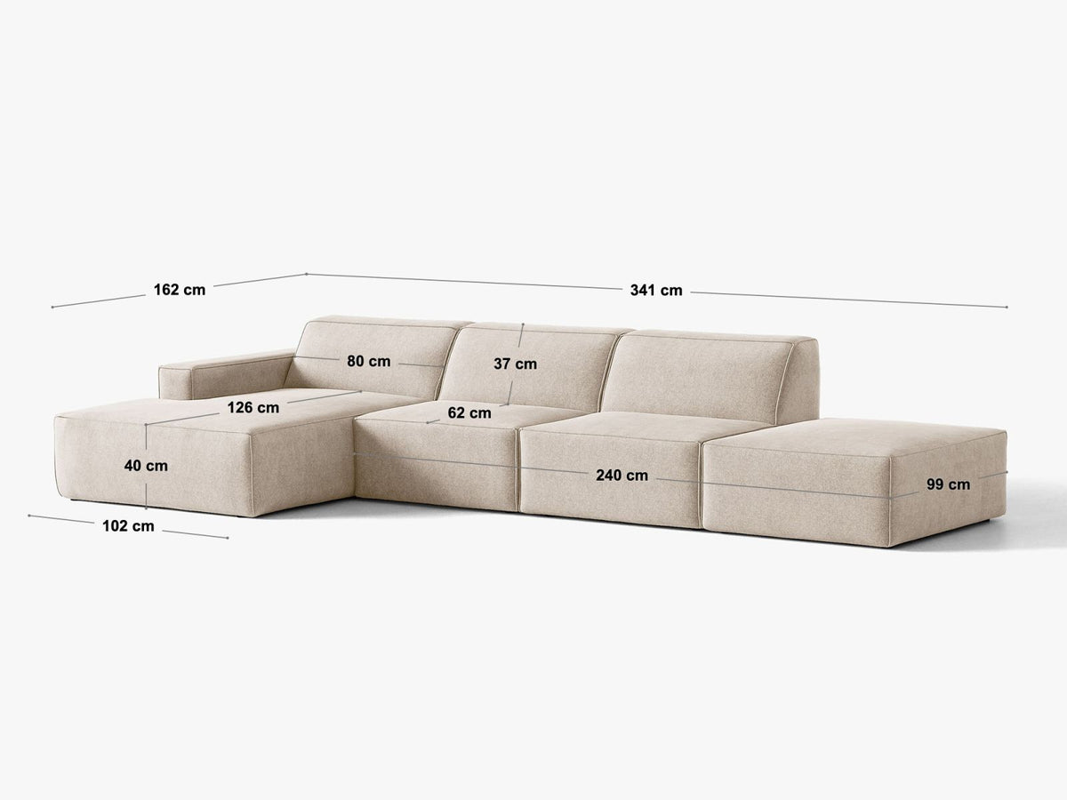 Divano Angolare Componibile Jodie, 5 Posti, 162x341x77