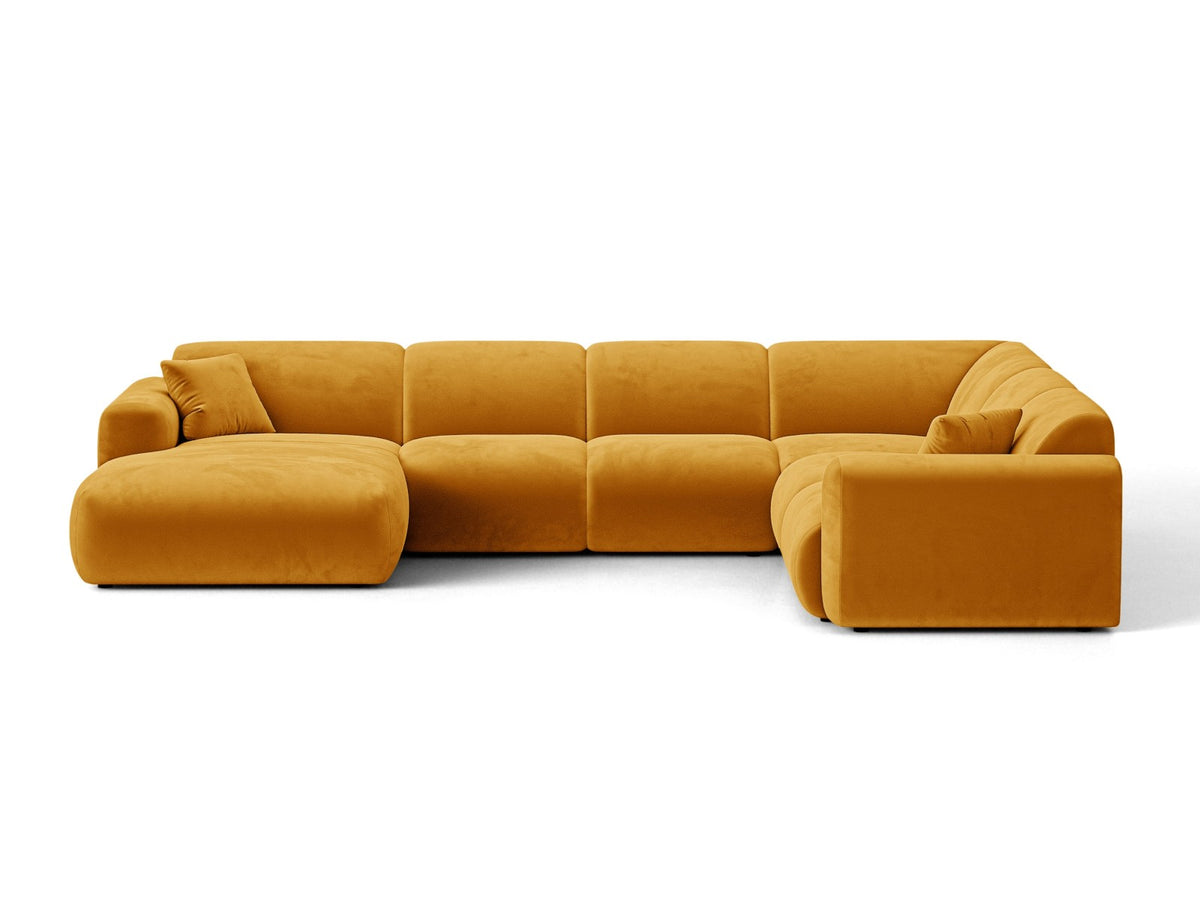 Divano Panoramico Angolare Componibile Molino, 6 Posti, 252x326x72