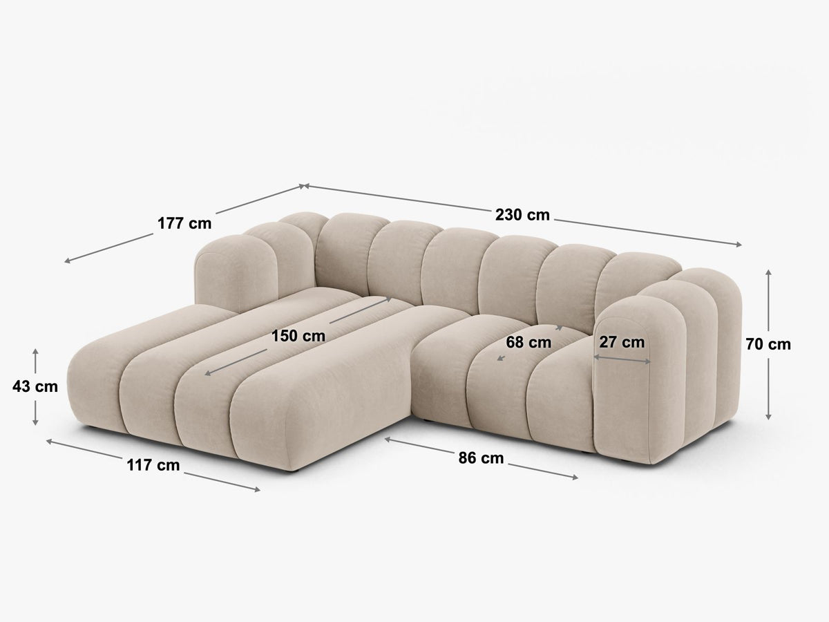 Divano Angolare Componibile Lupine, 3 Posti, 177x230x70
