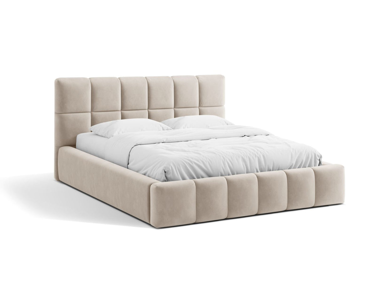 Letto Contenitore con Testata Bellis - Beige Scuro 160x200