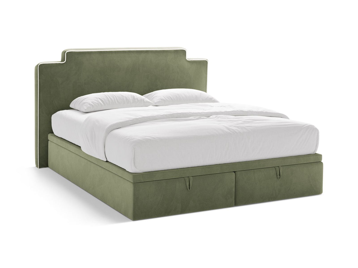 Letto Boxspring con Testata, Materasso e Topper Princess - Avorio, Verde 200x200