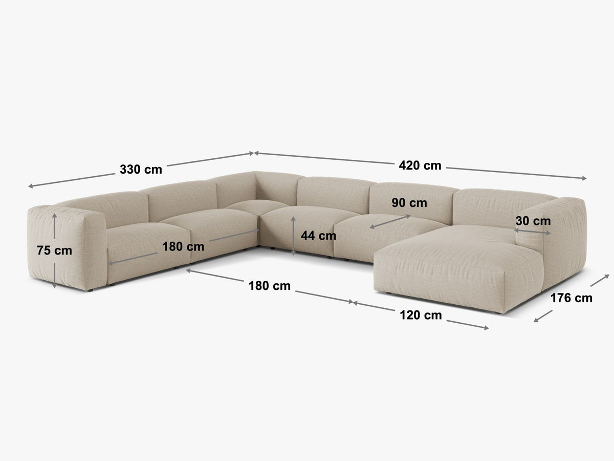 Divano Angolare Componibile XL Martina, 6 Posti, 330x420x75